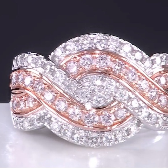 Affinity Diamonds Pink & White Diamond Swirl Ring, 1.00 cttw 14k White Gold Sz 8 - Picture 2 of 7